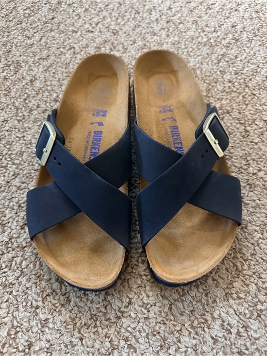 Birkenstock Shoes - Birkenstock Cruz Nubuck Cross-Strap Sandals in Navy